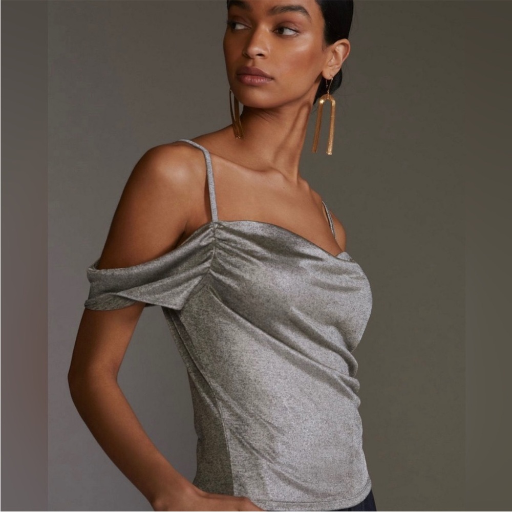 NWT Anthropologie Silver Gray Top Small